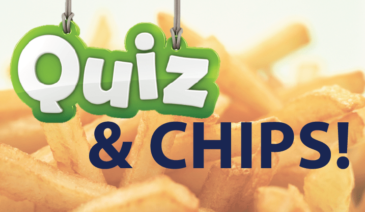 Cooked chips with a quiz notice